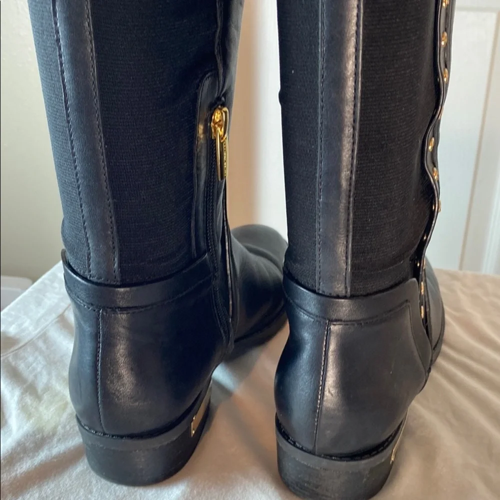 Vince Camuto Paterra Black Fashion Rounded Toe Riding Studded Knee Boots